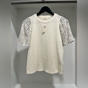 Anthropologie t la Flutter Tee black and white new with tag xxs